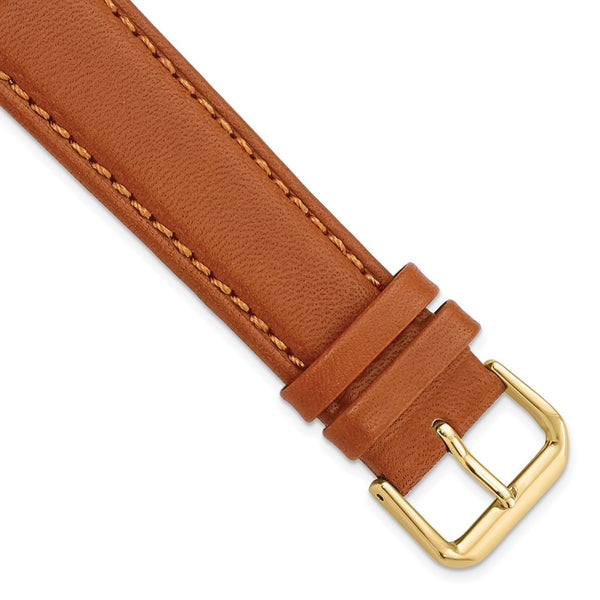 20mm Light Brown/Havana Italian Leather Gold-tone Buckle Watch Band