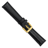 20mm Black Teju Liz Grain Leather Gold-tone Buckle Watch Band