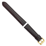 DeBeer 20mm Brown Teju Liz Grain Leather with Gold-tone Buckle 7.5 inch Watch Band