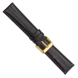 DeBeer 20mm Brown Teju Liz Grain Leather with Gold-tone Buckle 7.5 inch Watch Band
