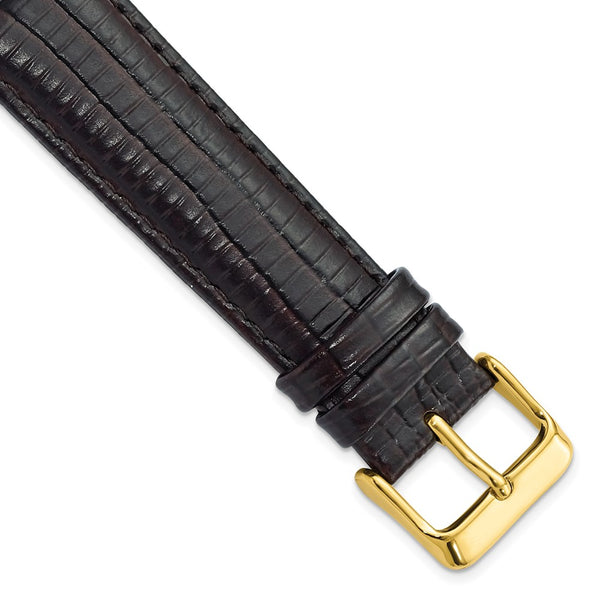 20mm Brown Teju Liz Grain Leather Gold-tone Buckle Watch Band