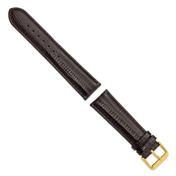 22mm Brown Teju Liz Grain Leather Gold-tone Buckle Watch Band