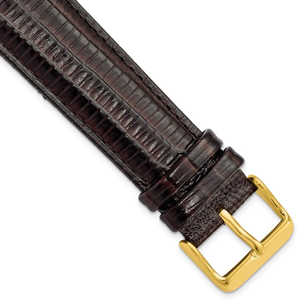 22mm Brown Teju Liz Grain Leather Gold-tone Buckle Watch Band