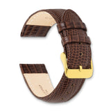DeBeer 22mm Havana Teju Liz Grain Leather with Gold-tone Buckle 7.5 inch Watch Band