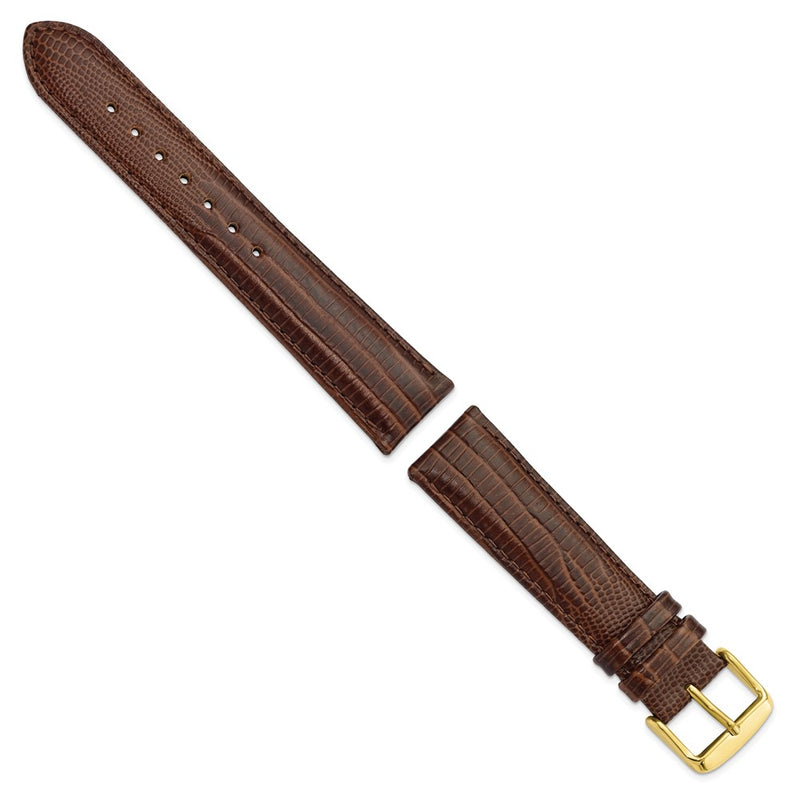 DeBeer 20mm Havana Teju Liz Grain Leather with Gold-tone Buckle 7.5 inch Watch Band