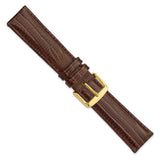 DeBeer 20mm Havana Teju Liz Grain Leather with Gold-tone Buckle 7.5 inch Watch Band