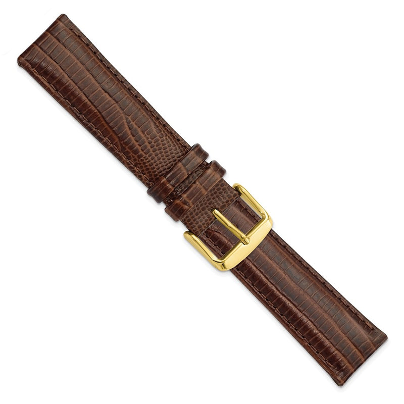DeBeer 20mm Havana Teju Liz Grain Leather with Gold-tone Buckle 7.5 inch Watch Band