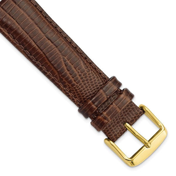 20mm Mahogany Brown Teju Liz Grain Leather Gold-tone Buckle Watch Band