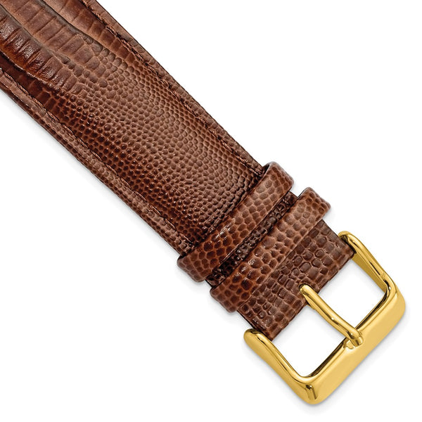 22mm Mahogany Brown Teju Liz Grain Leather Gold-tone Buckle Watch Band