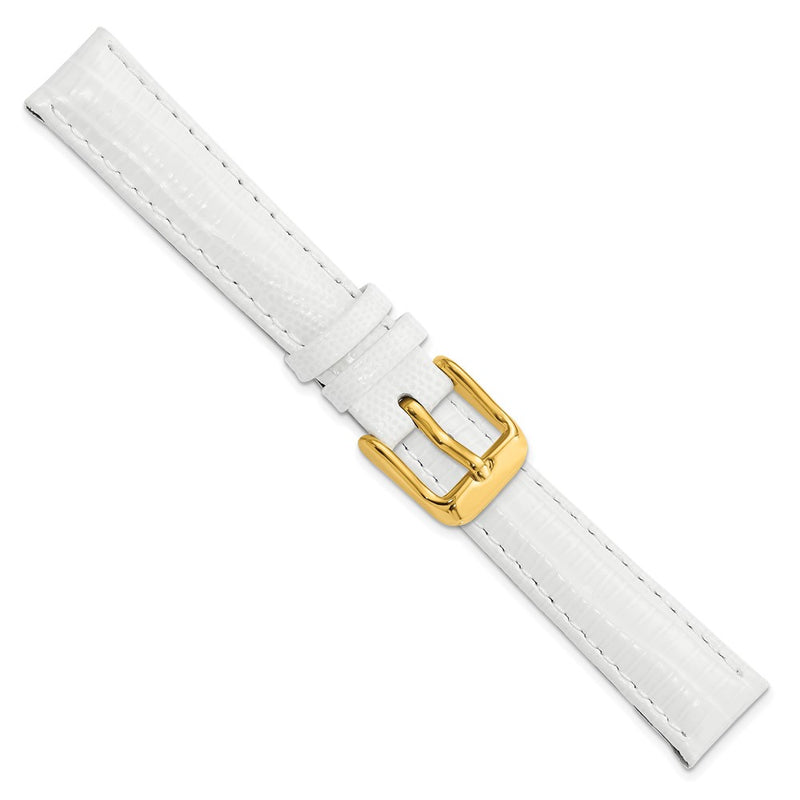 14mm White Teju Liz Grain Leather Gold-tone Buckle Watch Band