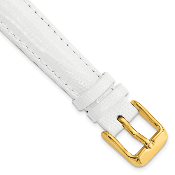 14mm White Teju Liz Grain Leather Gold-tone Buckle Watch Band