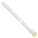 DeBeer 16mm White Teju Liz Grain Leather with Gold-tone Buckle 7.5 inch Watch Band