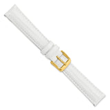 DeBeer 16mm White Teju Liz Grain Leather with Gold-tone Buckle 7.5 inch Watch Band