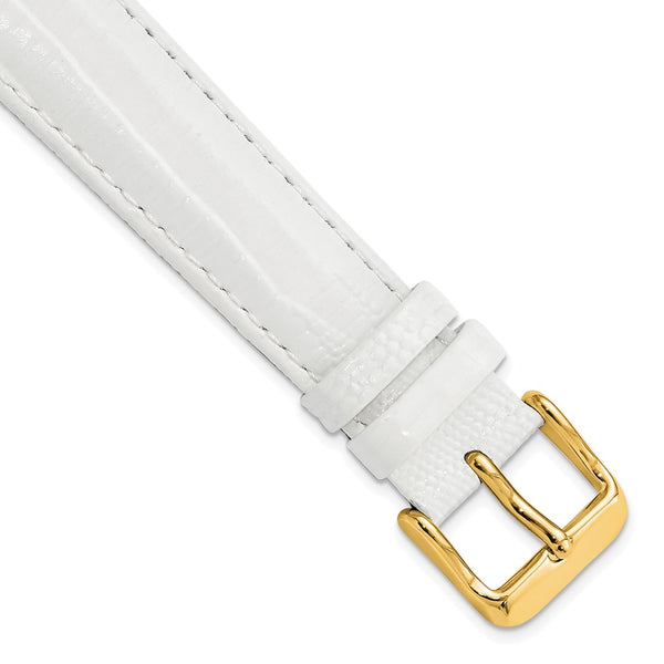 18mm White Teju Liz Grain Leather Gold-tone Buckle Watch Band