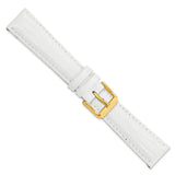 DeBeer 19mm White Teju Liz Grain Leather with Gold-tone Buckle 7.5 inch Watch Band