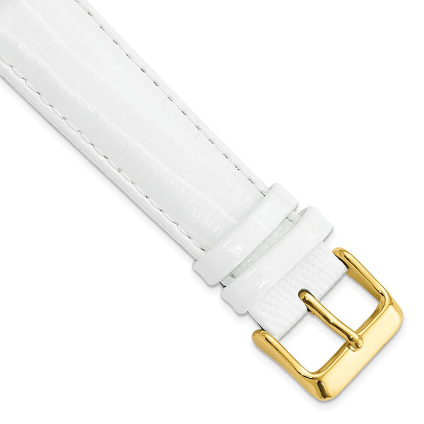 20mm White Teju Liz Grain Leather Gold-tone Buckle Watch Band