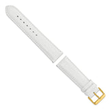 22mm White Teju Liz Grain Leather Gold-tone Buckle Watch Band