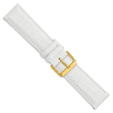 DeBeer 22mm White Teju Liz Grain Leather with Gold-tone Buckle 7.5 inch Watch Band