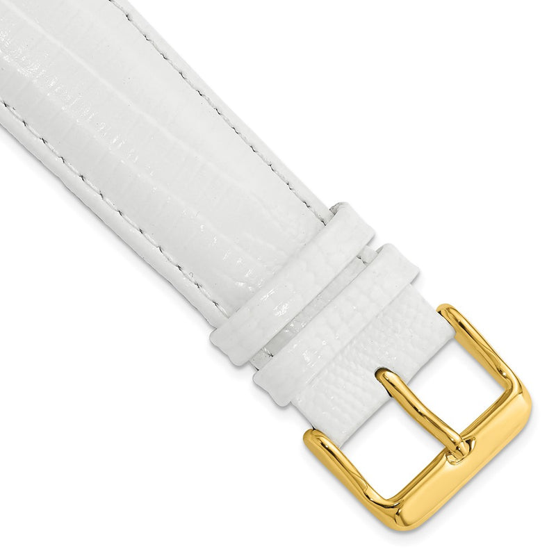 22mm White Teju Liz Grain Leather Gold-tone Buckle Watch Band