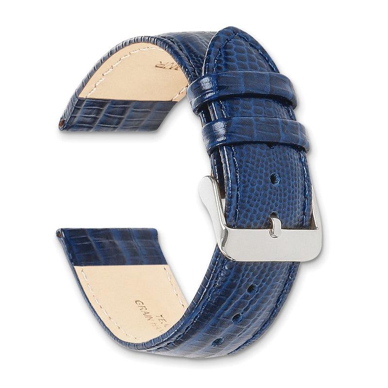 20mm Navy Teju Liz Grain Leather Gold-tone Buckle Watch Band