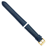 DeBeer 20mm Navy Teju Liz Grain Leather with Gold-tone Buckle 7.5 inch Watch Band