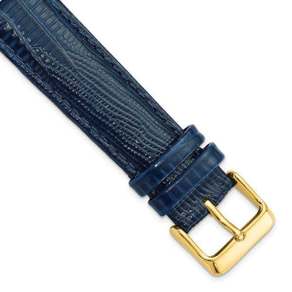 20mm Navy Teju Liz Grain Leather Gold-tone Buckle Watch Band