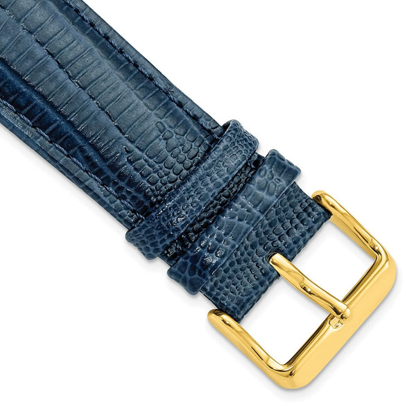 22mm Navy Teju Liz Grain Leather Gold-tone Buckle Watch Band