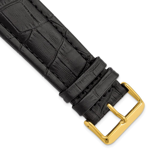 26mm Black Matte Alligator Grain Gold-tone Buckle Watch Band