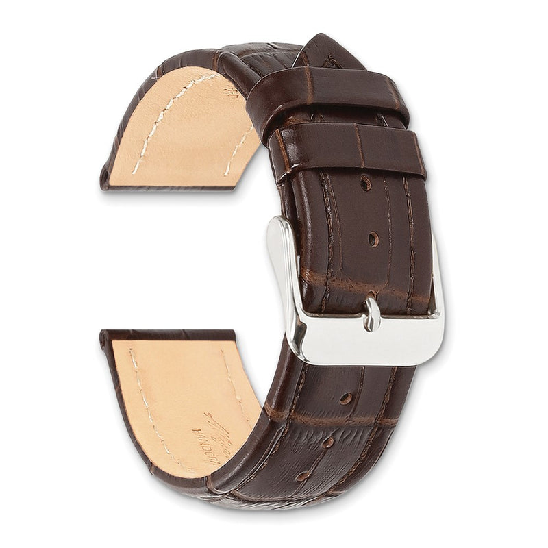 24mm Dark Brown Matte Alligator Grain Gold-tone Buckle Watch Band