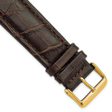 24mm Dark Brown Matte Alligator Grain Gold-tone Buckle Watch Band