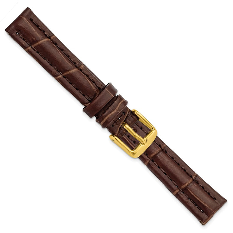 14mm Light Brown Matte Alligator Grain Gold-tone Bkle Watch Band