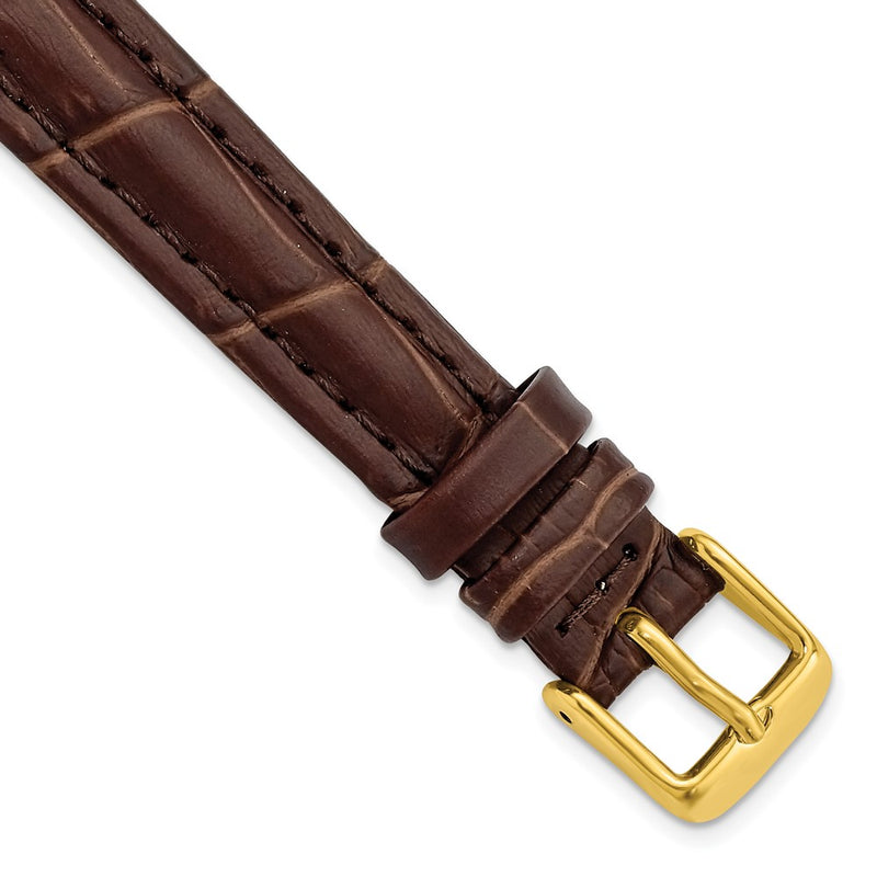 14mm Light Brown Matte Alligator Grain Gold-tone Bkle Watch Band