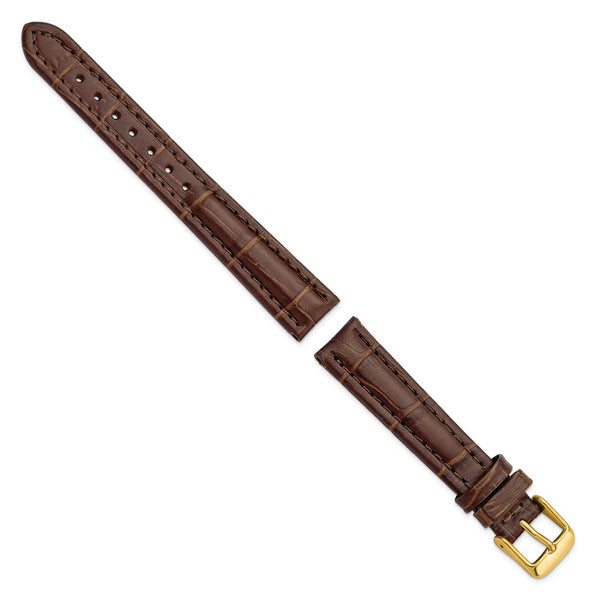 16mm Light Brown Matte Alligator Grain Gold-tone Bkle Watch Band