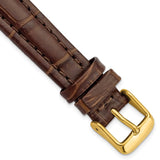 16mm Light Brown Matte Alligator Grain Gold-tone Bkle Watch Band