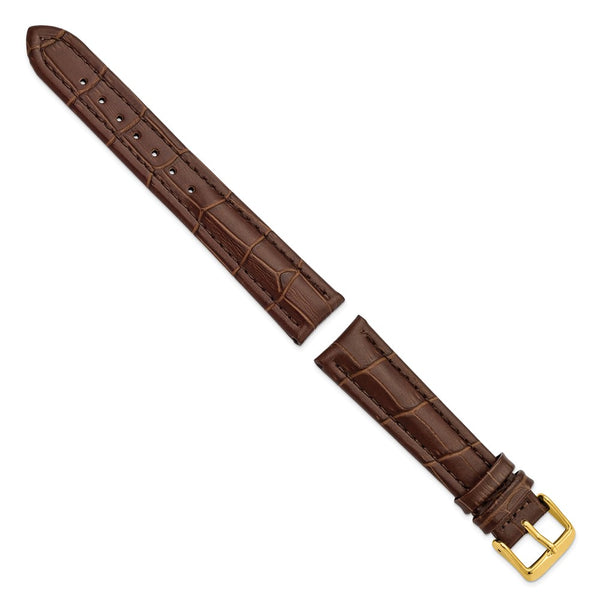 18mm Light Brown Matte Alligator Grain Gold-tone Bkle Watch Band