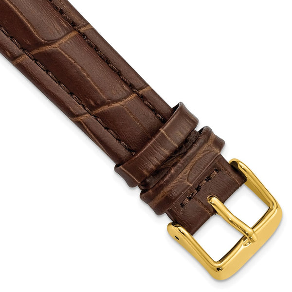 18mm Light Brown Matte Alligator Grain Gold-tone Bkle Watch Band