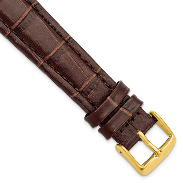 19mm Light Brown Matte Alligator Grain Gold-tone Bkle Watch Band