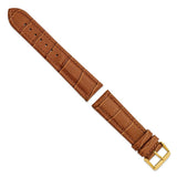 DeBeer 22mm Havana Matte Alligator Grain Leather with Gold-tone Buckle 7.5 inch Watch Band