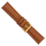 DeBeer 22mm Havana Matte Alligator Grain Leather with Gold-tone Buckle 7.5 inch Watch Band