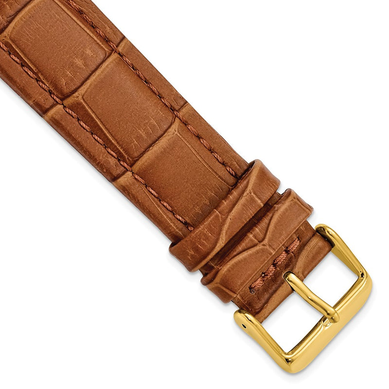 22mm Light Brown Matte Alligator Grain Gold-tone Bkle Watch Band