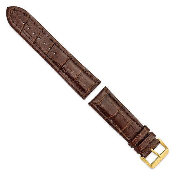 24mm Light Brown Matte Alligator Grain Gold-tone Bkle Watch Band