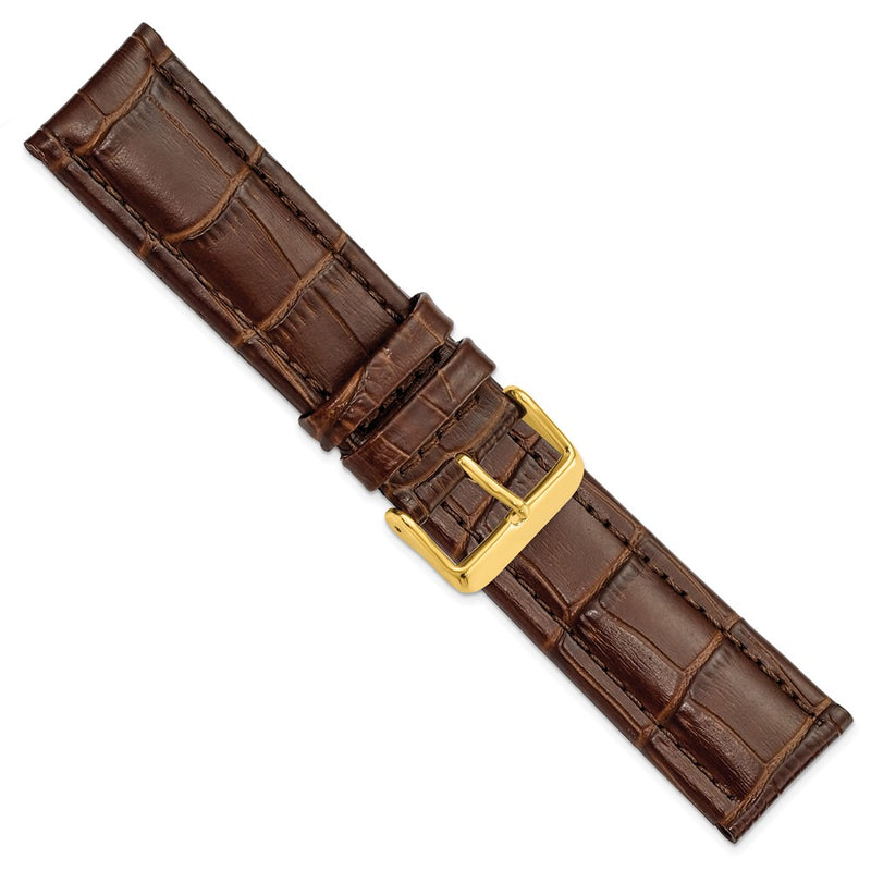 24mm Light Brown Matte Alligator Grain Gold-tone Bkle Watch Band