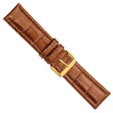 DeBeer 24mm Havana Matte Alligator Grain Leather with Gold-tone Buckle 7.5 inch Watch Band