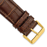 24mm Light Brown Matte Alligator Grain Gold-tone Bkle Watch Band