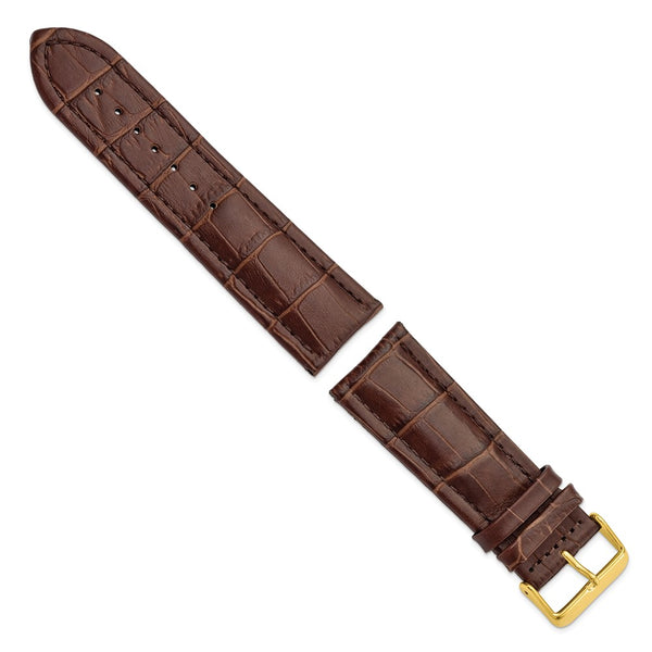 26mm Light Brown Matte Alligator Grain Gold-tone Bkle Watch Band