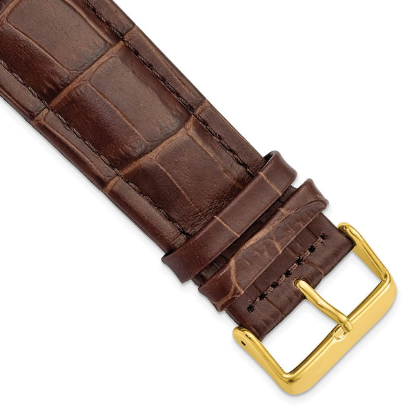 26mm Light Brown Matte Alligator Grain Gold-tone Bkle Watch Band