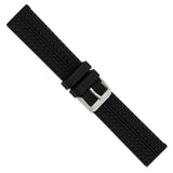 20mm Black Tread Silicone Rubber Stainless Steel Buckle Watch Band