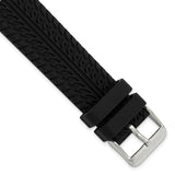 20mm Black Tread Silicone Rubber Stainless Steel Buckle Watch Band