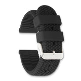 DeBeer 22mm Black Tread Silicone Rubber with Brushed Stainless Steel Buckle 7.75 inch Watch Band