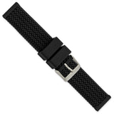 DeBeer 18mm Black Tread Silicone Rubber with Brushed Stainless Steel Buckle 7.75 inch Watch Band